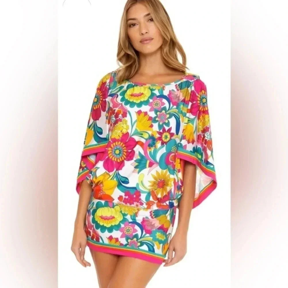 NWT TRINA TURK FONTAIN TUNIC Swim Cover Up Sarong Beach Resort Cruise Dr…​